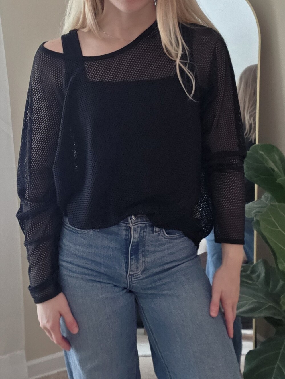 Savvi Maria Mesh Zadar Black Long-Sleeve Top